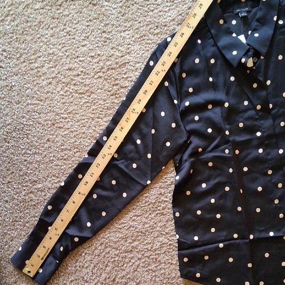 Ann Taylor Black and Cream Polka Dot Button Down Shirt - Picture 6 of 8